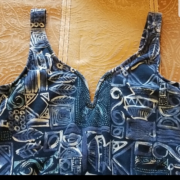 Maternity Swimsuit One Piece Blue Tribal Print ♥ - Picture 2 of 6